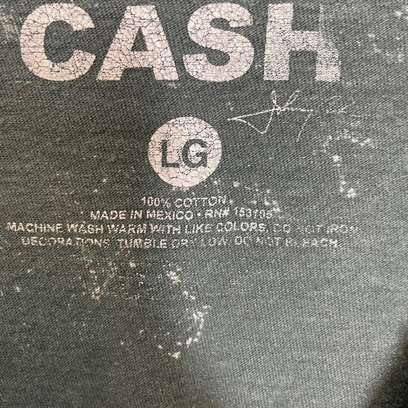Cash Johnny Cash Man in Black T-Shirt Distressed Black Size L - Picture 10 of 10